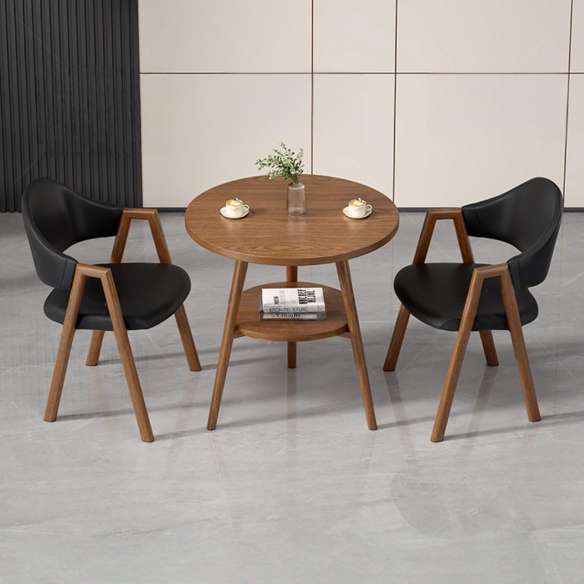 Round Reception Desk and Chair Set, Office Conference Table &amp; Chairs, Business Coffee Dining Table Set for Small Space Reception Room, Lounge, Conference Room