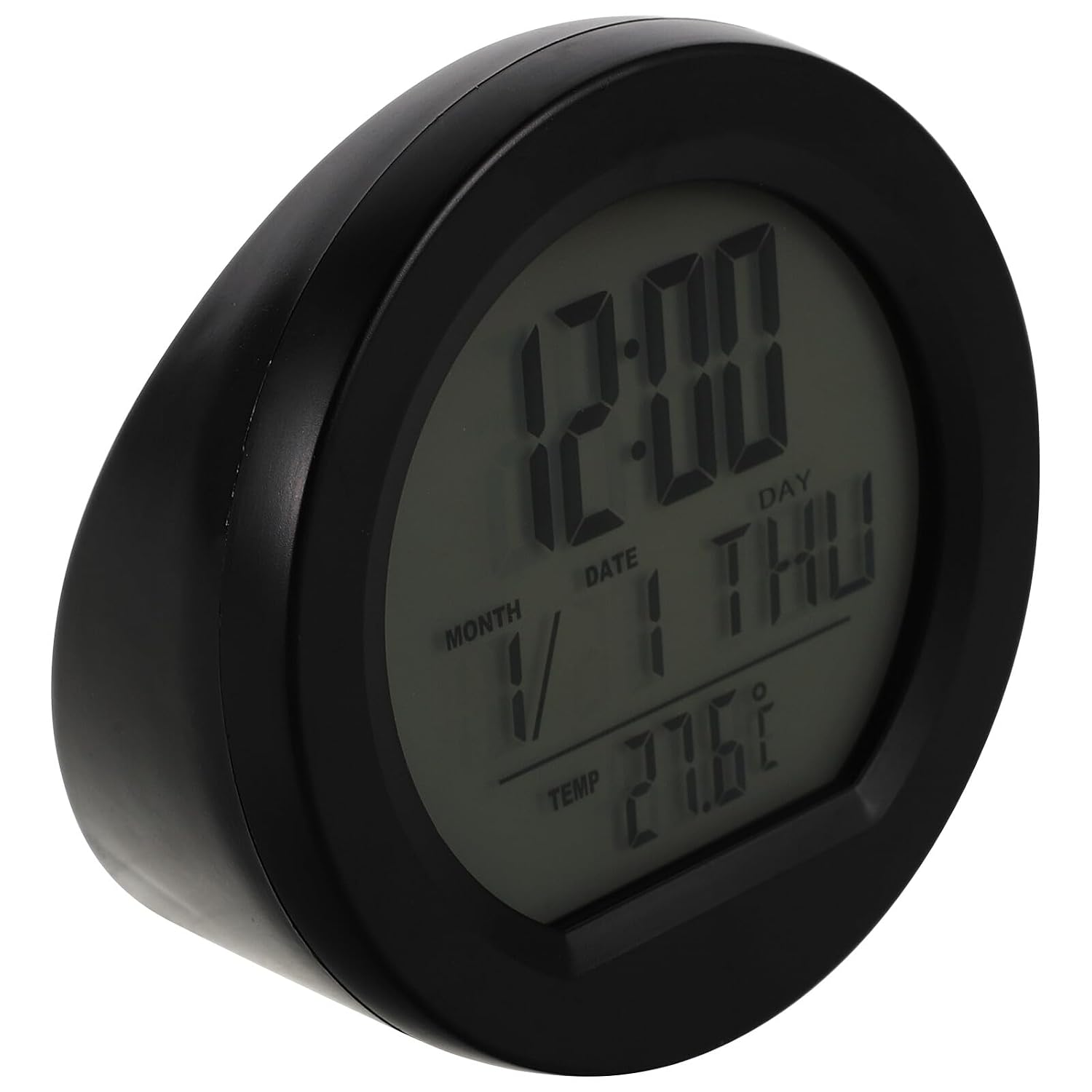 UKCOCO Solar Car Digital Clock with Temperature and Date Display Dashboard Solar-Powered Thermometer Clock for Trucks and Golf Carts Blue Backlight