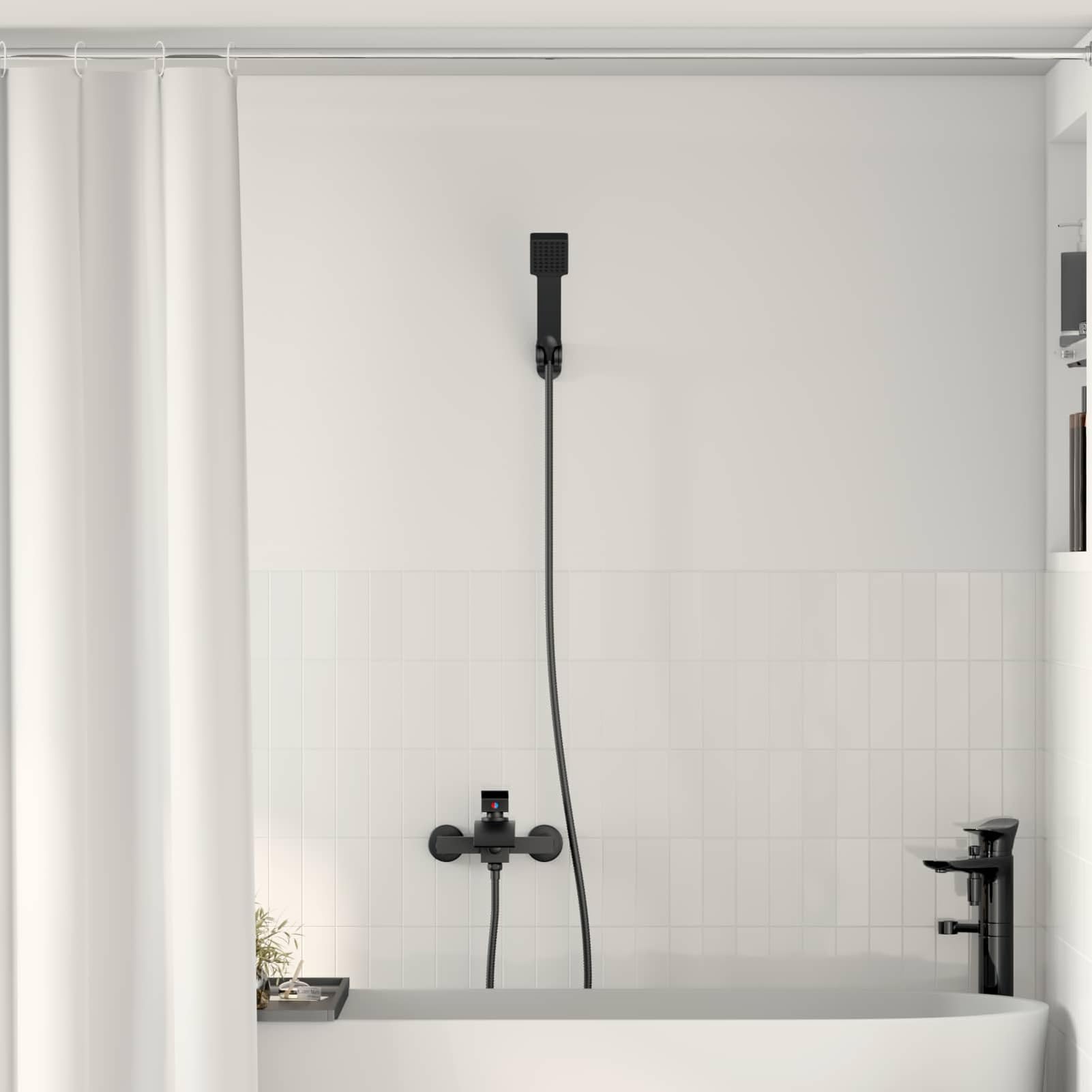 Système de douche moderne noir avec accessoires de plomberie modèle 42023403