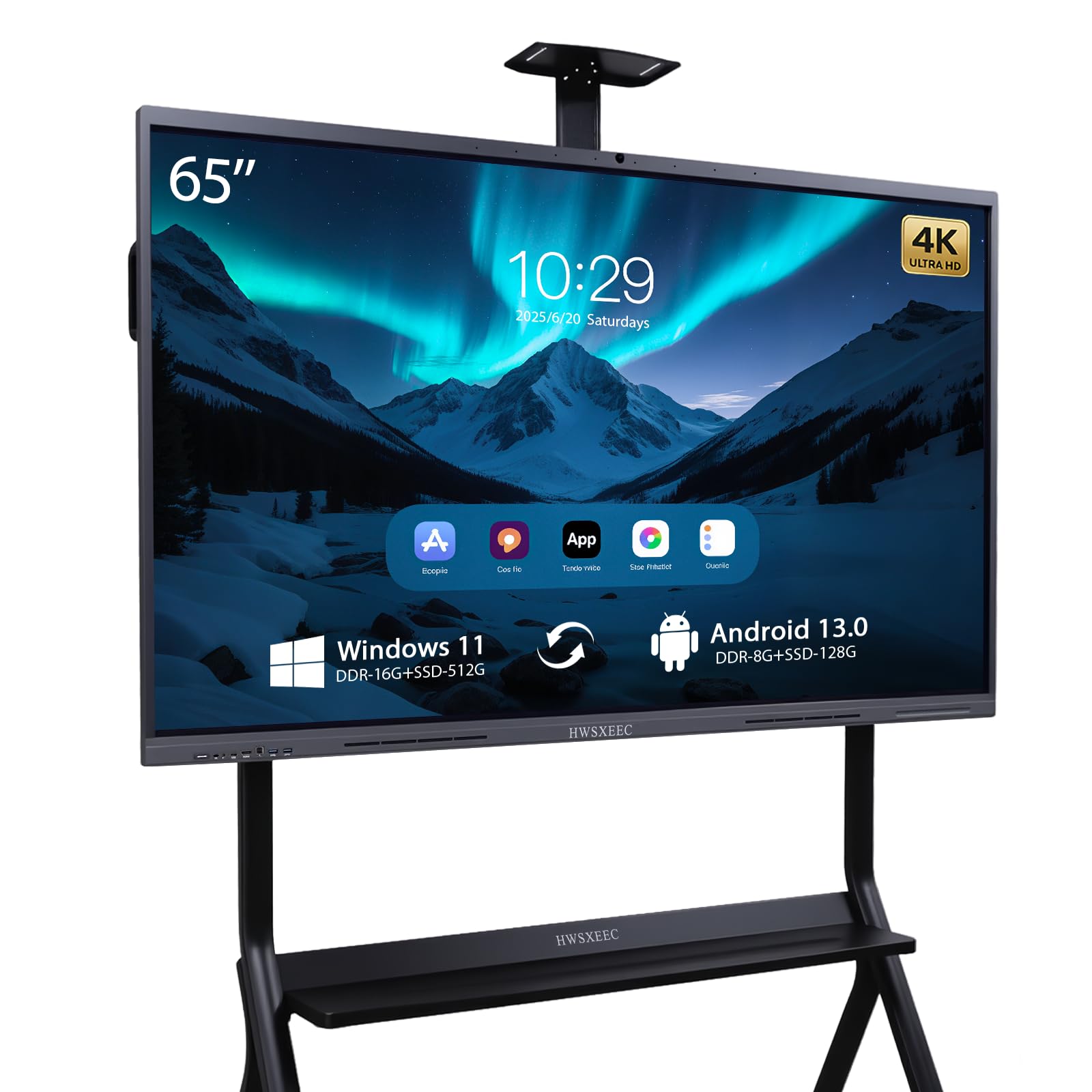 HWSXEEC Smart Board 65'' 4K UHD Interactive Whiteboard with Dual System & 48MP Camera - All-in-One Digital Whiteboard for Classroom, Office, Business | Built-in Video Conference & Wall Mount Included