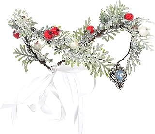 Bubbmi Christmas Flower Crown Headband, Woodland Forest Crown Fairy Goddess Tiara, Festival Headpiece with for Party Women Girls