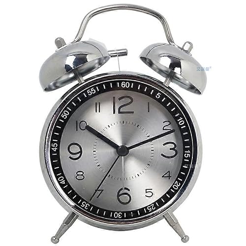 JOYHAPPST Loud Alarm Clock For Heavy Sleepers Adults,4 Inch Silent Non-ticking Quartz With Backlight Twin Bell Multi-color Optional