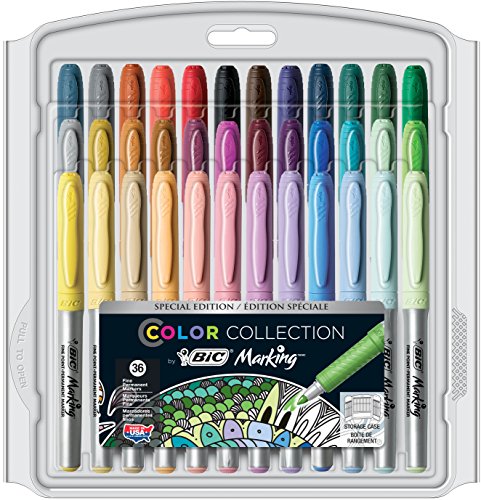 Bic Color Collection Permanent Markers, Fine Point, Assorted Colors, 36-Count #TOP11