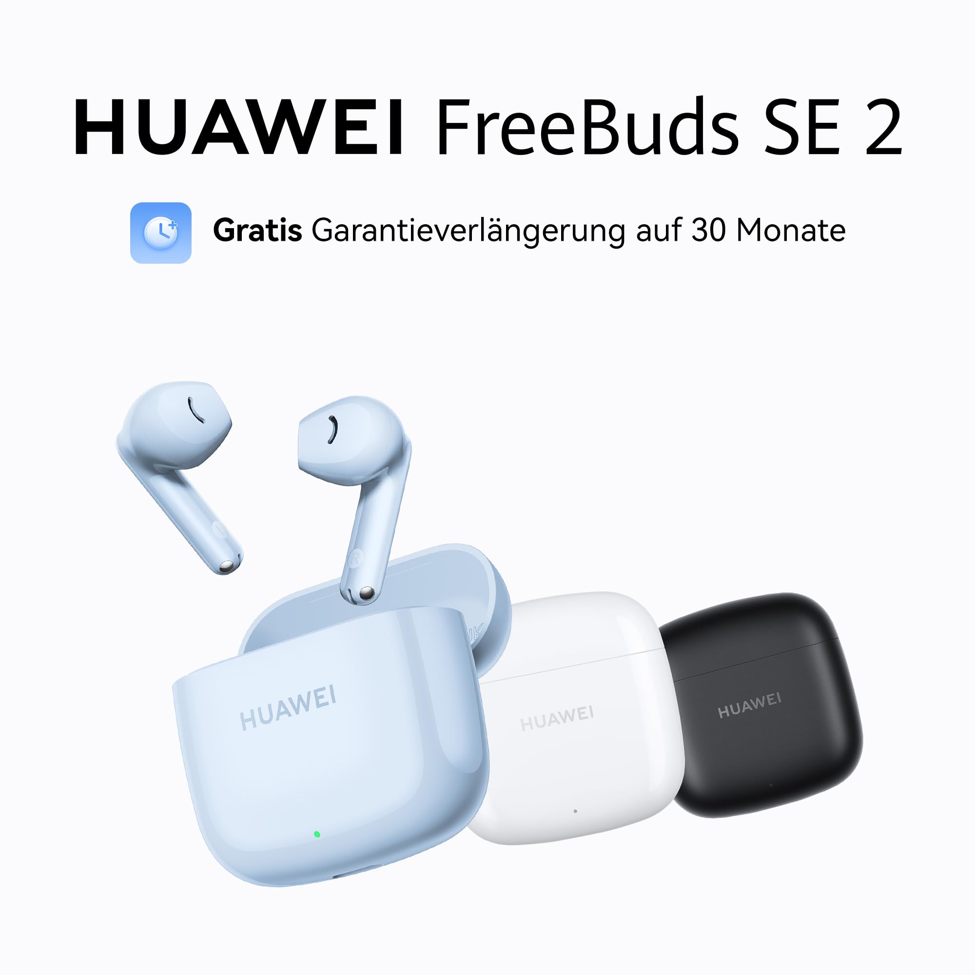 HUAWEI FreeBuds SE 2 Kabellos Kopfhörer, Bis zu 40 Stunden Akkulaufzeit, Leicht und komfortabel, Ausgewogener Klang, Wasserdichtigkeit, keramisch weiß