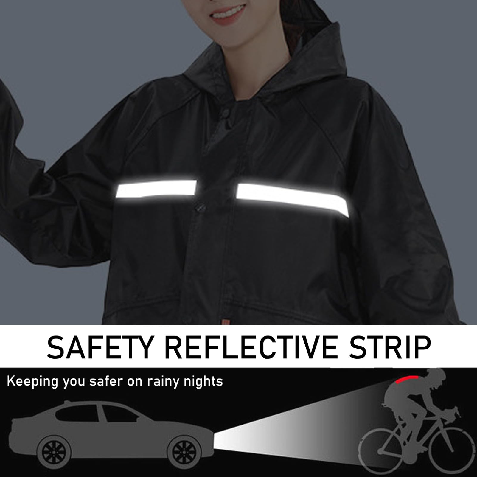 Lange Regenanzüge Im Freien wasserdichte Winddichte Regenjacke Highlight Reflektierender Regenmantel Zum Angeln, Radfahren, Wandern