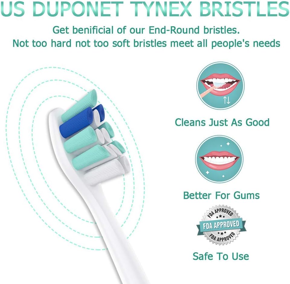 12 Pack Replacement Toothbrush Heads, Compatible with Philips Sonicare Brush Heads, Fits DiamondClean, HealthyWhite, FlexCare, EasyClean, PowerUp, 2 Series, 3 Series Gum Health, White