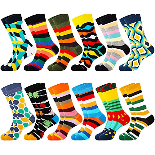 Merclix Bunte Socken Herren 43-46 Lustige Socken Geschenke für Männer, Baumwolle (12 Paar-Geometrie) Cover