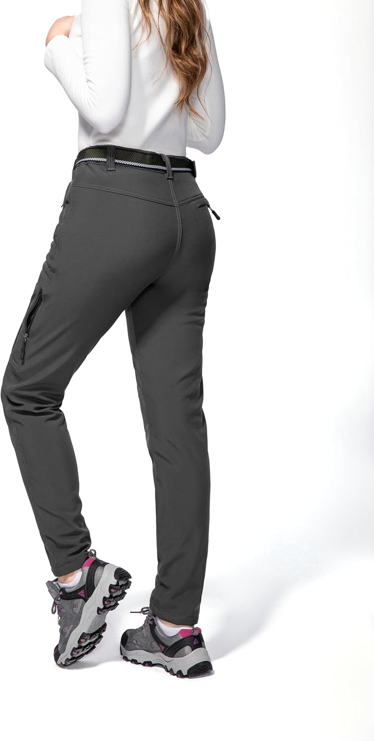 Womens Snow Pants Winter Waterproof Outdoor Soft Shell Fleece Linded Ski Hiking Pants - Image 8