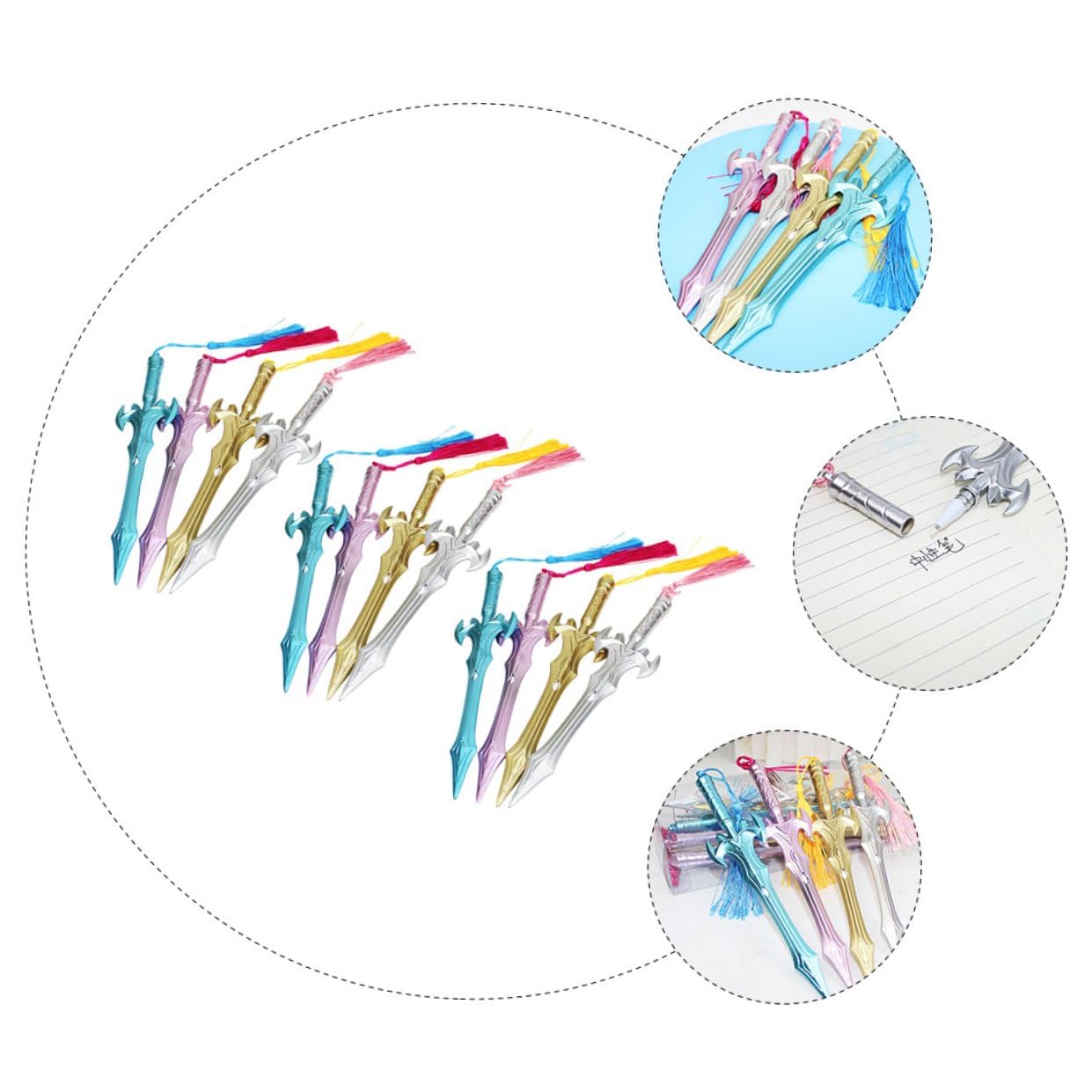 DOITOOL 36 Pièces Stylos Gel à Encre avec Pendentif Tassel Stylos Bureau et Dessin Ergonomiques Caps Séchage pour Étudiants et Usage