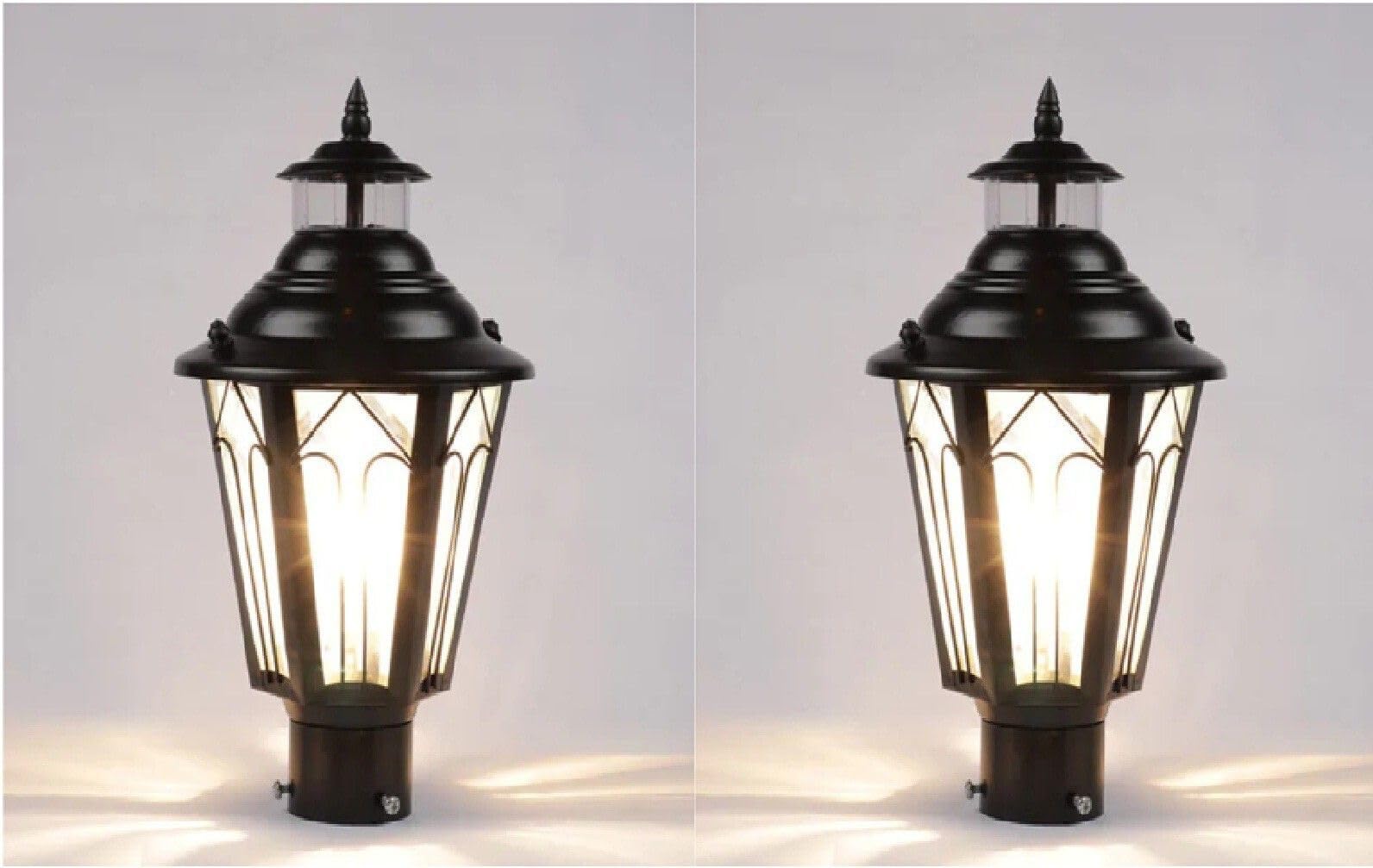 Black Iron Glass Fixed Gate Light Pack of 2 | Outdoor Garden Roof Entrance Lamp | Durable Weather-Resistant Exterior Lamp Fixture-image-28