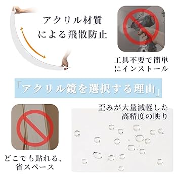 Amazon.co.jp: 姿見鏡 どこでも貼れる割れない鏡 貼る鏡 壁掛け
