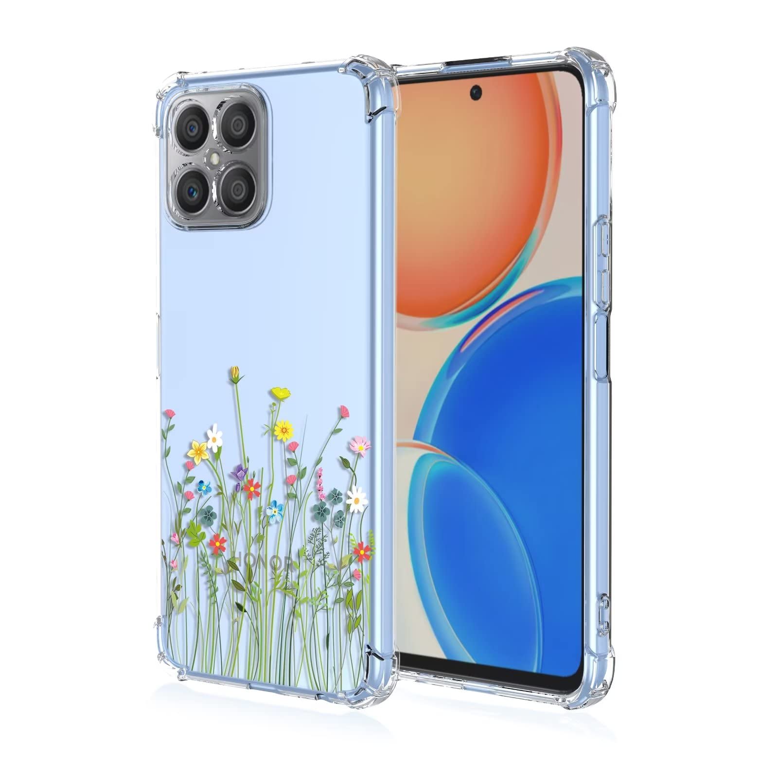 Custodia Trasparente Con Glitter Per Honor X8 - Cover In Silicone TPU Sottile E Anticaduta Con Paillettes - 2