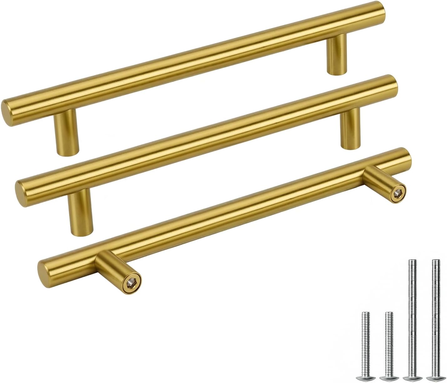 Goldenwarm 10 Pack 7-9/16" Gold Cabinet Handles Brushed Gold Cabinet Pulls
