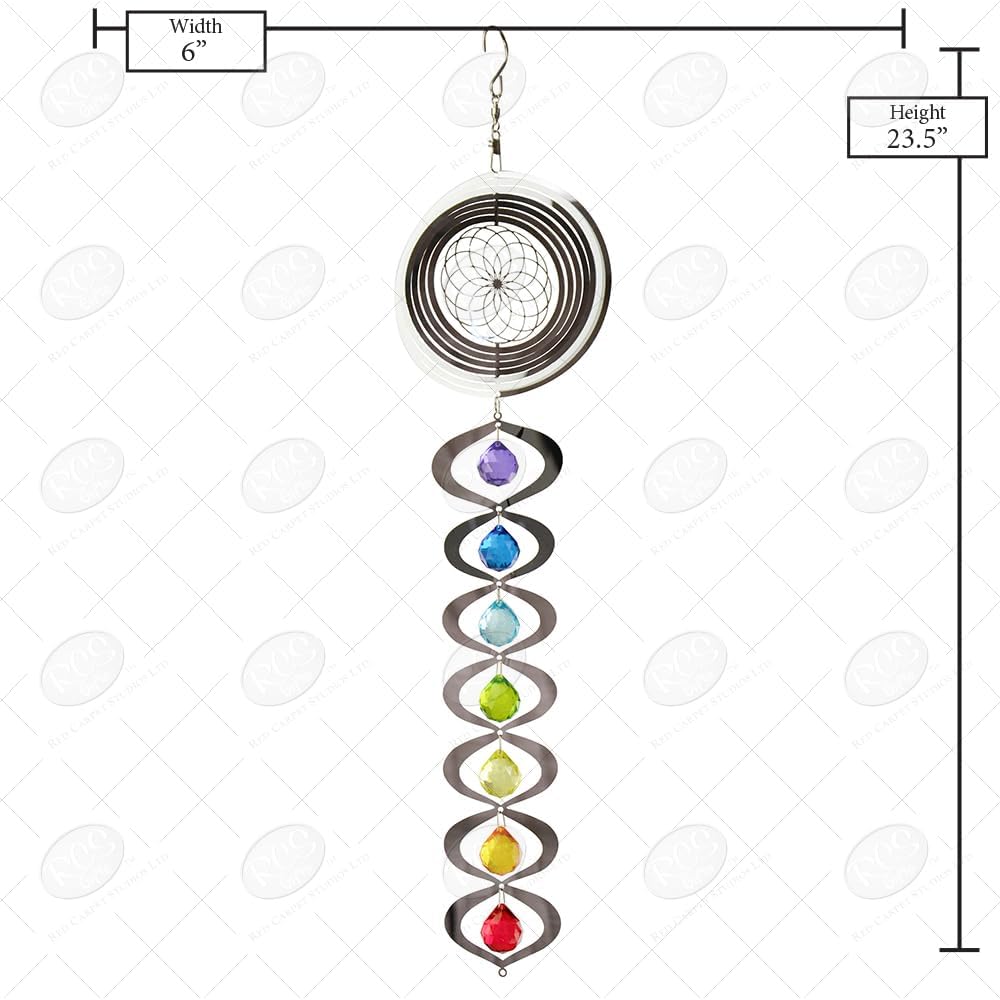 Red Carpet Studios Spiral Chakra Spinner, 23.5 inch, Mirrored Flower