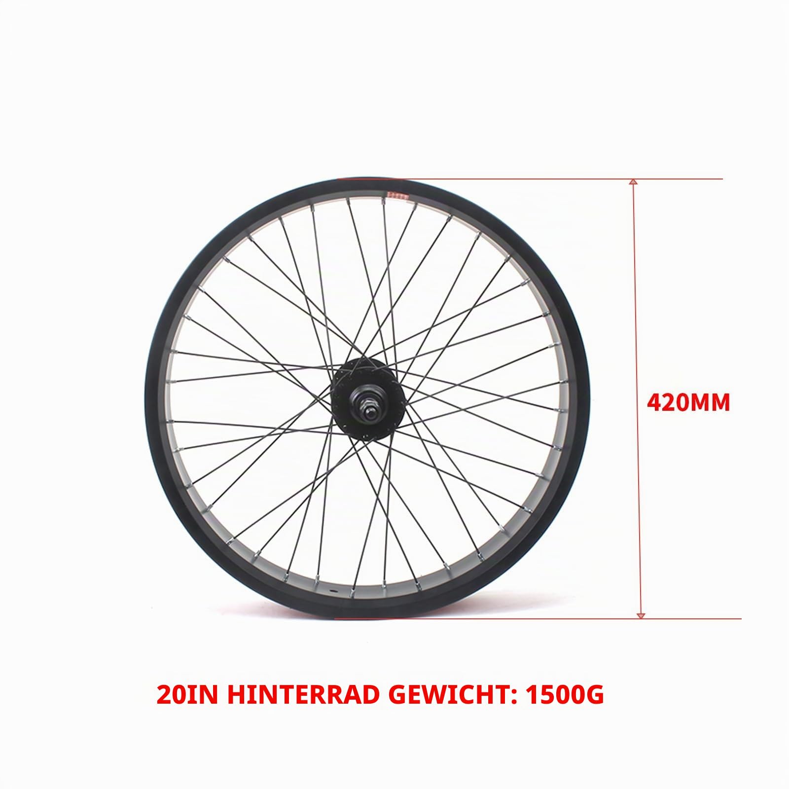 20x4.0 Hinterrad Für Fatbikes 24/26 Zoll Snow Bike/Beach Bike Hinterrad 36x14G Speichen Scheibenbremse Schnellspanner 195mm 36H Hinterradnabe Hintere Felge Für 7-10 Gang Rotary(Black,20in)