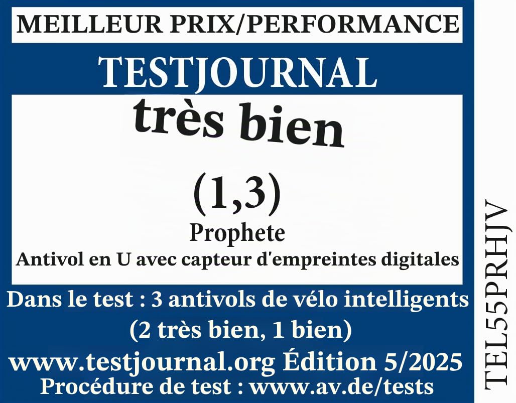 Prophete Antivol de vélo en U avec capteur d'empreintes digitales