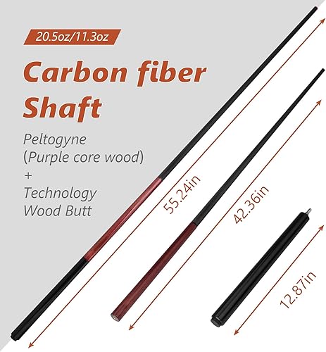 Miniatura 6 de Taco de salto de fibra de carbono de 3 piezas, palo de piscina de salto de 55 pulgadas con punta de baquelita de 0.51 pulgadas, palo de piscina