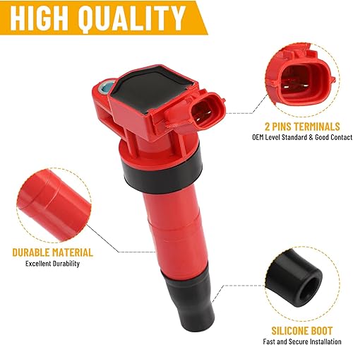 Miniatura 3 de Paquete de 4 bobinas de encendido UF611 compatibles con Hyundai Santa Fe Sonata Kia Tucson Forte Koup Optima 2.4L 2.0L L4 2009 2010 2011 2012 2013