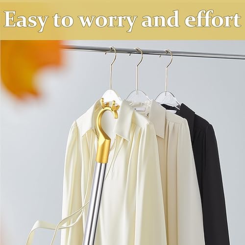 Miniatura 6 de Cagaloi Barra de gancho para ropa de 57 pulgadas con barra de gancho, barra de gancho ajustable para colgar ropa y ganchos de poste de luz de
