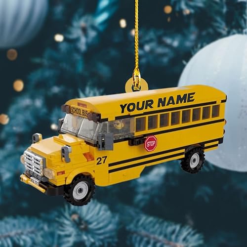 Vista 87 de HomeDesign Adorno personalizado de autobús escolar 2022 – Adornos de conductor de autobús escolar, adornos amarillos para conductor de autobús