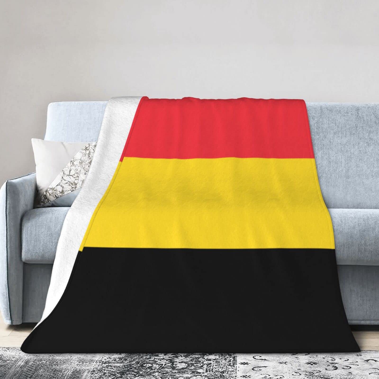 Melbrakin Belgium Flag Blanket Throw Blanket Flannel Fleece Blanket Soft Fuzzy Lightweight Blanket For Sofa Bedroom Couch 50"X40"
