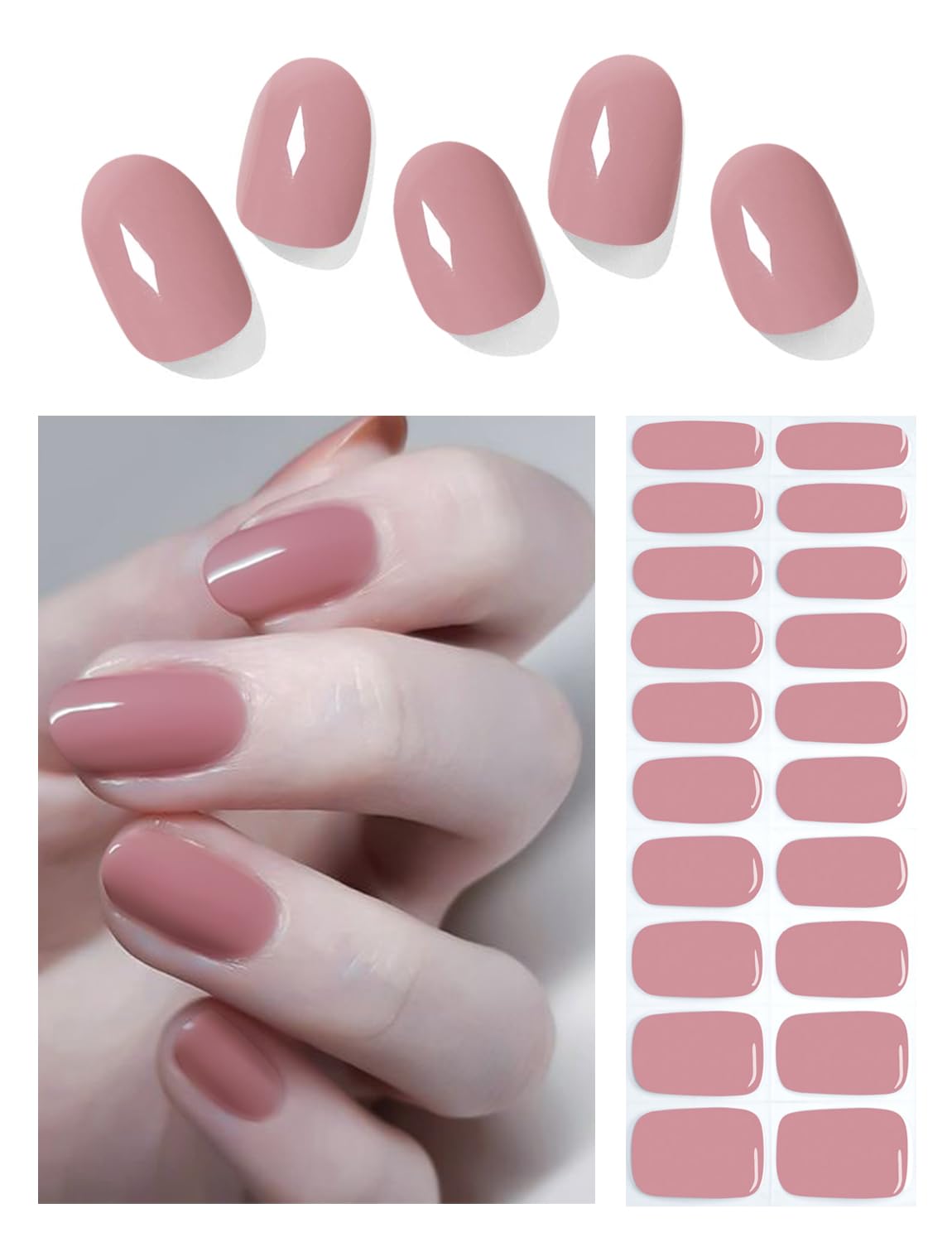 Wahrshei Milky Ombre Nagelfolien Set – 20 Stück Selbstklebend, UV-Gel, Inkl. Feile & Stift, Wasserfest