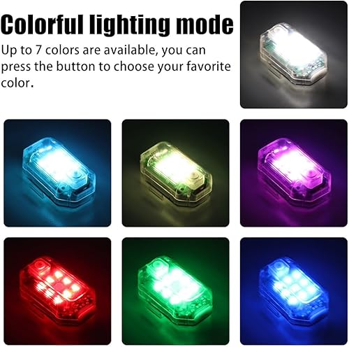 Miniatura 9 de 4 luces estroboscópicas para motocicleta, luces LED portátiles anticolisión, luces de advertencia de carga USB con control remoto para automóviles,