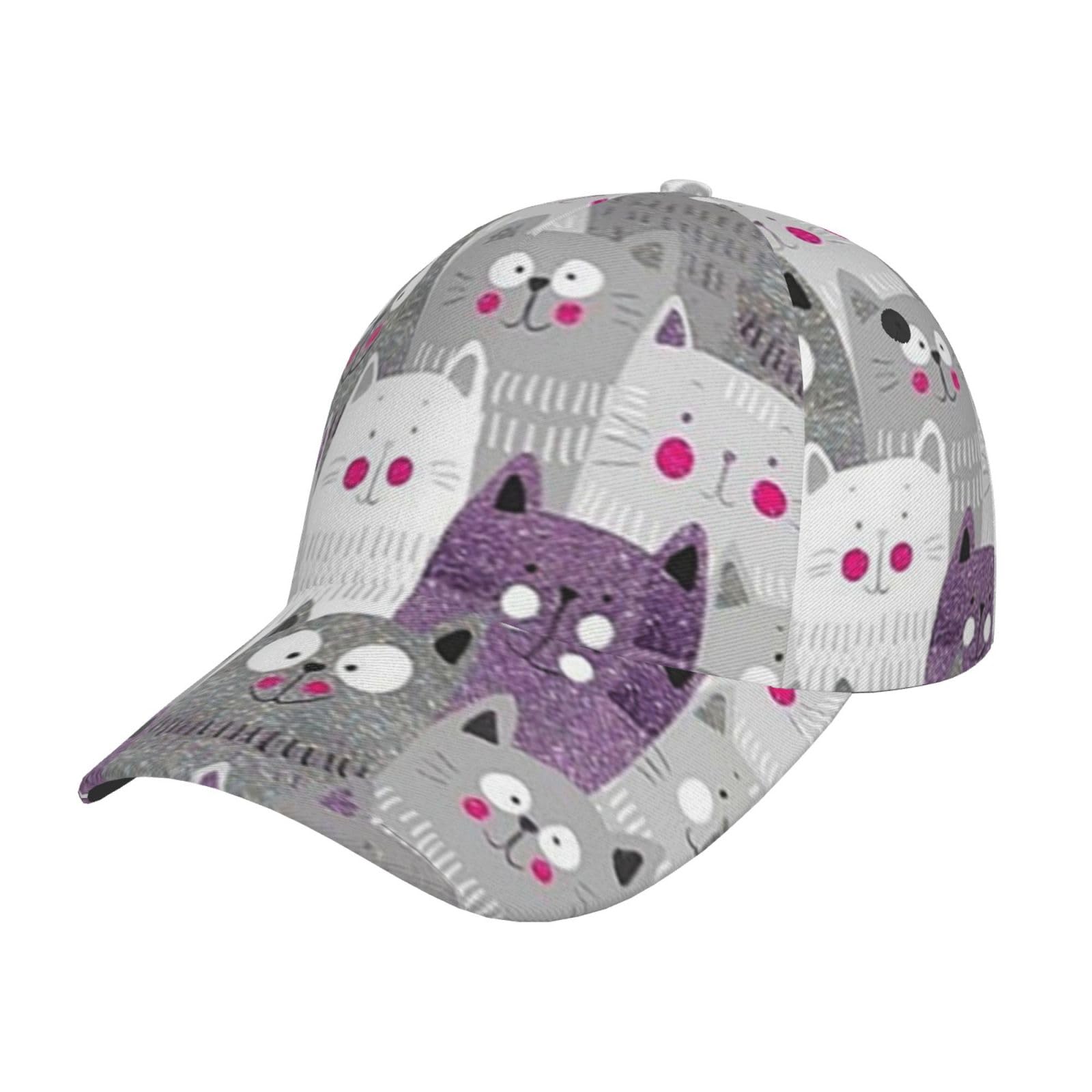Cute Cat Baseball Hat Fashion Cats Sun Cap Adjustable Outdoor Snapback Trucker Hat for Women and Men