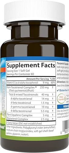 Miniatura 2 de Carlson - Tocomin SupraBio, Complejo Tocotrienol Bio-Mejorado, Apoya el Cerebro Saludable y el Sistema Cardiovascular, 60 geles blandos