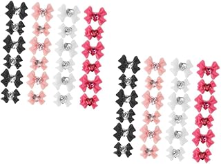 80 piezas Charms de Uñas con Lazo Brillantes Accesorios para Manicura DIY Decoraciones de Joyería para Uñas Colores Rosa Blanco Negro