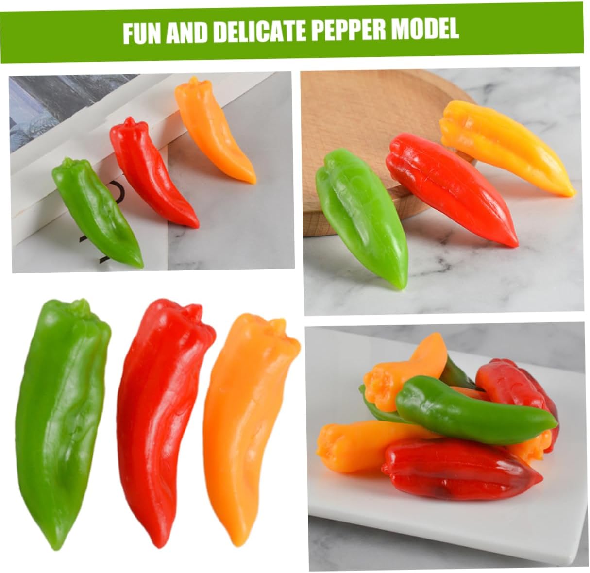 HANABASS 9pcs Mini Artificial Chili Peppers Realistic Faux Vegetables for Home Decor Photography Props and Party Decorations