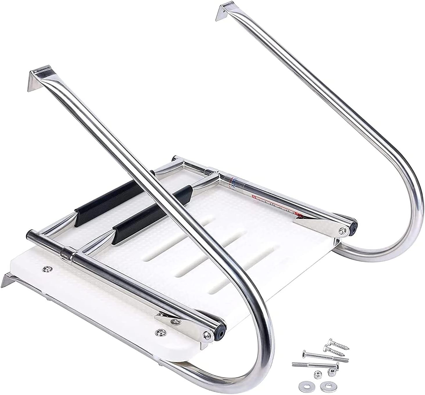 Folding Dock Boat Ladders 4 Step Folding Boat Ladders with Handle, Swimming Pool/Dock/Outboard Telescopic Boat Ladder with Wide Pedal, Stainless Steel Telescoping Ladder