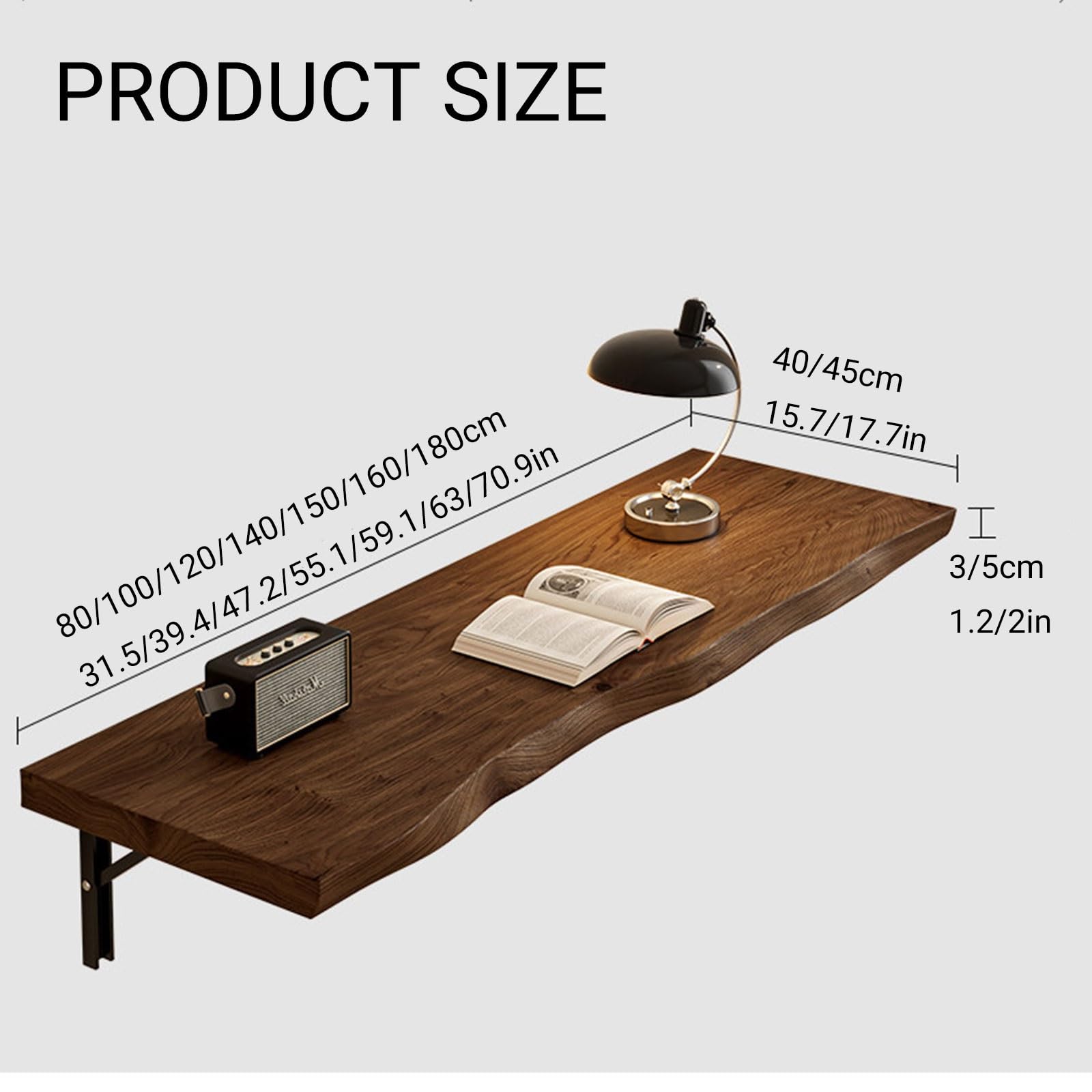 Massivholz Drop-Leaf Wandklapptisch, Schwebender Wandmontierter Klapptisch für Kleine Räume Küche Waschküche Schlafzimmer Home Office,Balkon(2in,150x40CM/59.1x15.7IN)