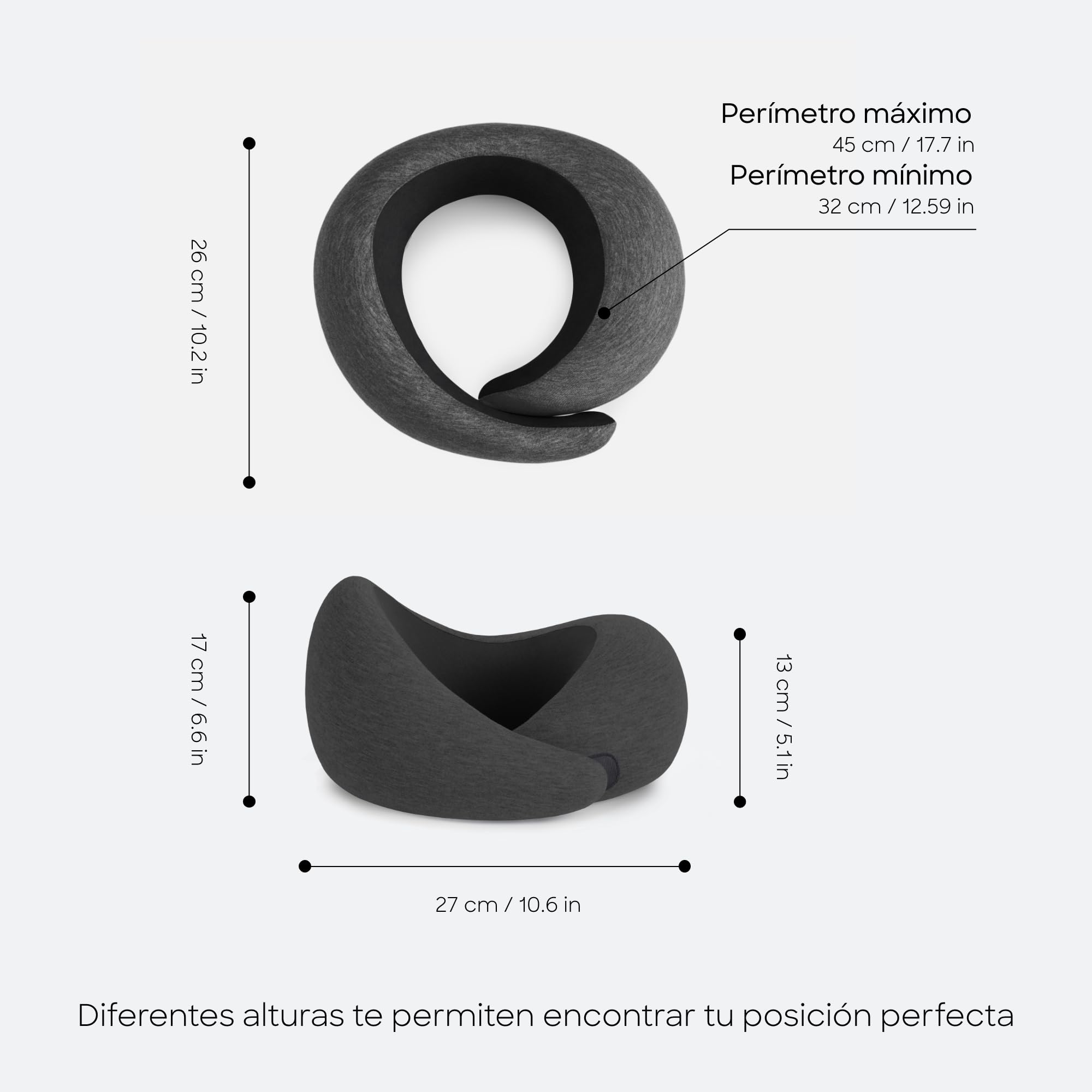 Ostrichpillow Go Neck Pillow Almohada de Viaje Espuma Memoria Diseño Ergonómico 360º Lados Asimétricos Funda Lavable Modal