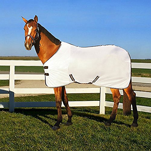 Image of TuffRider Comfy Mesh Fly Sheet | UV Protection Horse Sheet, Standard Neck, 130 Grams Breathable Polyester Mesh - White - 54