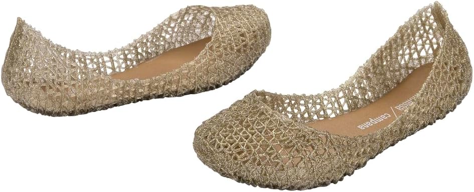mini melissa Campana Papel Flats for Kids - Comfortable & Cute Closed-Toe Jelly Flat Shoes with Interwoven Cut-Out Design for Girls