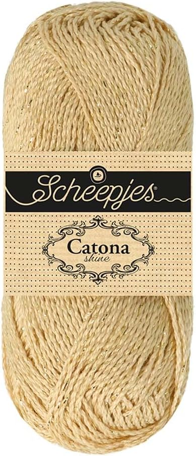Scheepjes Catona Shine 404 English Tea - 50 g Cotton-Metallic Crochet Yarn