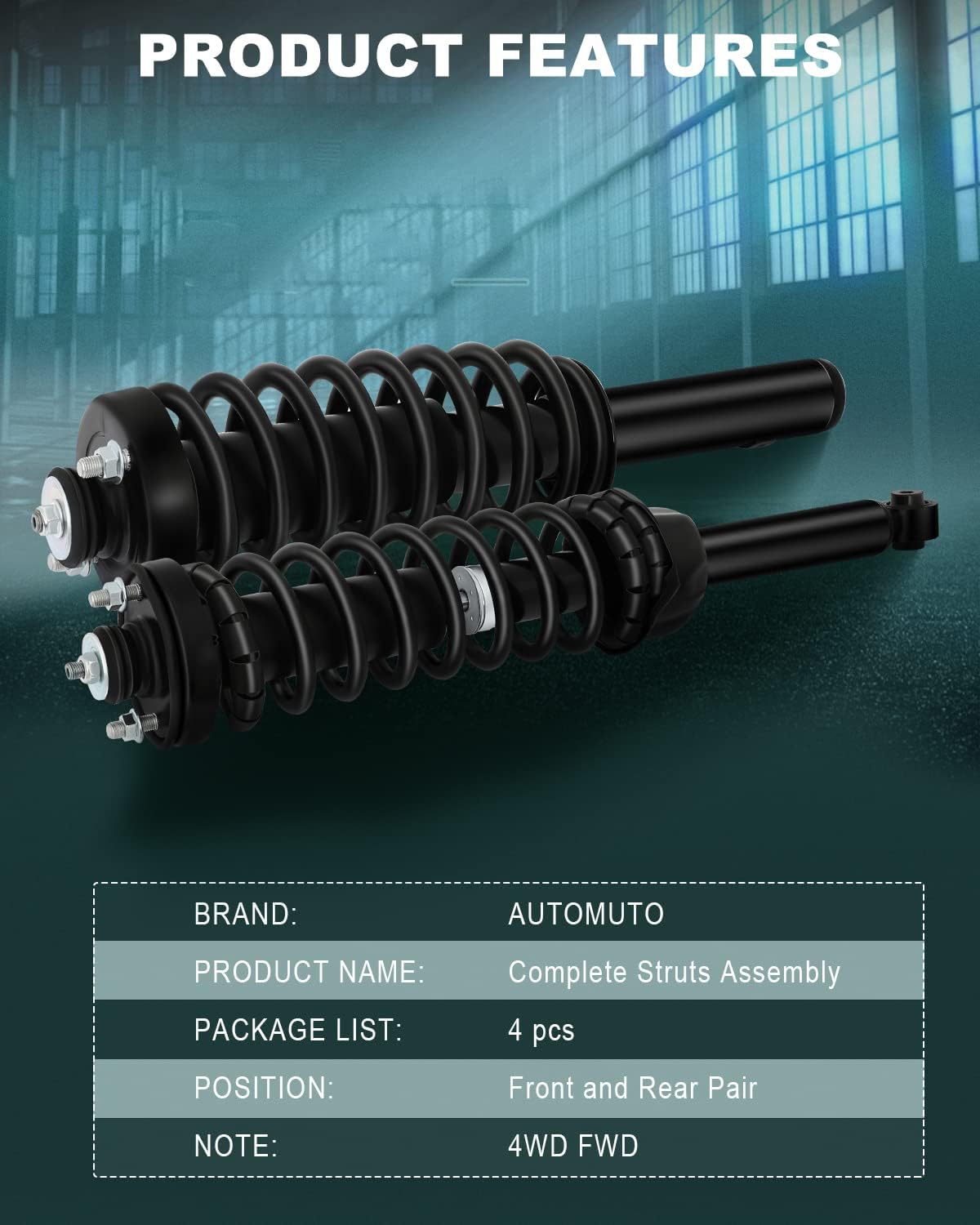 AUTOMUTO Strut Spring Assembly Front and Rear Pair struts and Shock Absorber 4WD FWD for 1997-2001 for Honda CR-V