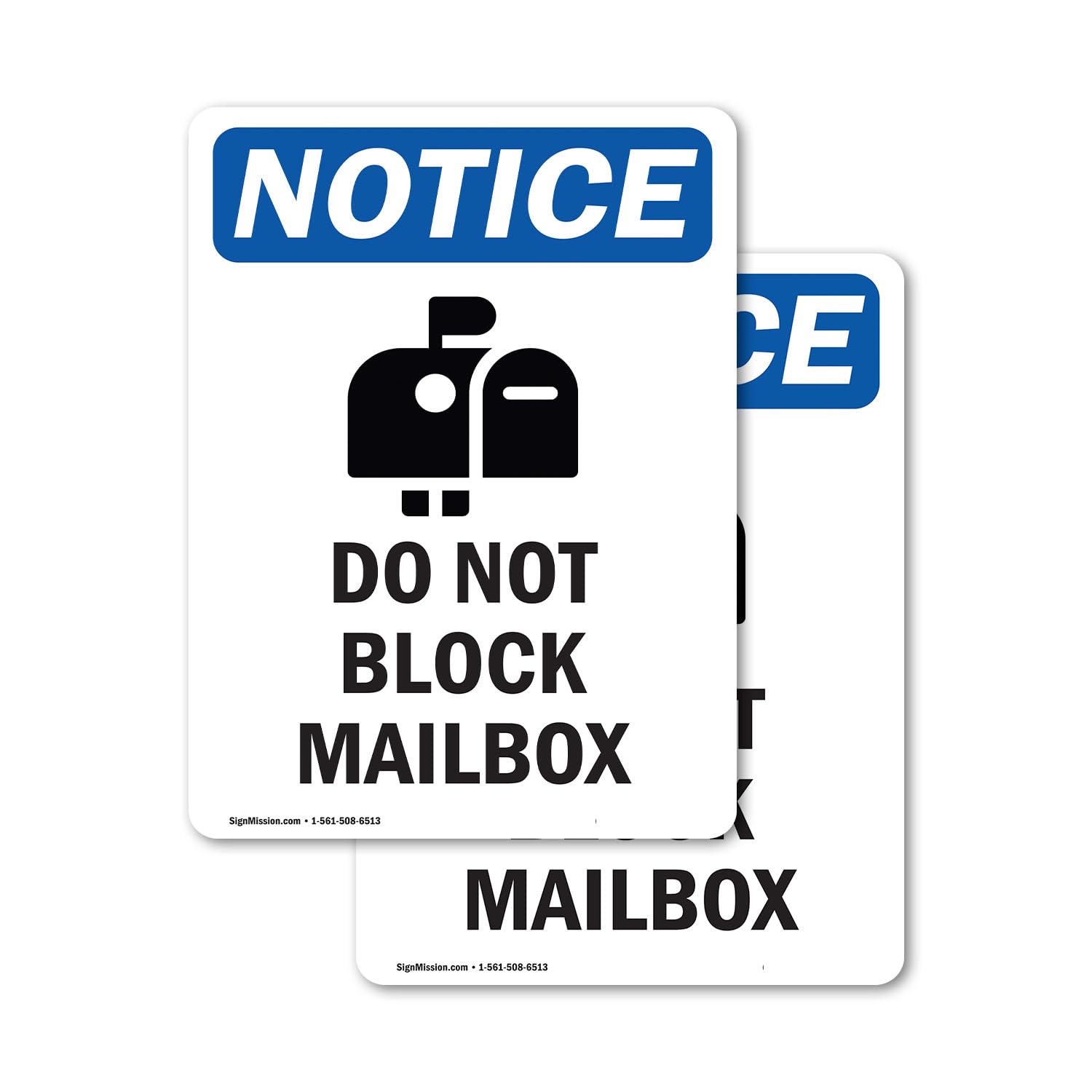 (2 Pack) Do Not Block Mailbox Sign With Symbol OSHA Notice Sign 5 Inch X 3.5 Inch Vinyl Label Decal Sticker Weather Resistant, UV Protected for