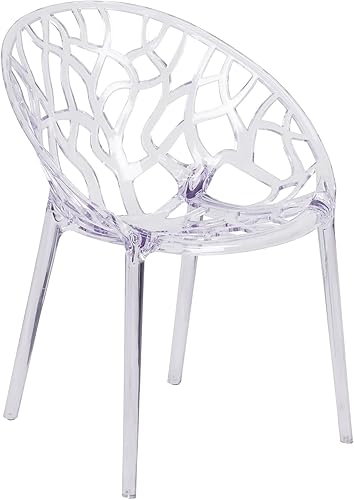 Flash Furniture Silla auxiliar apilable transparente de la serie Specter