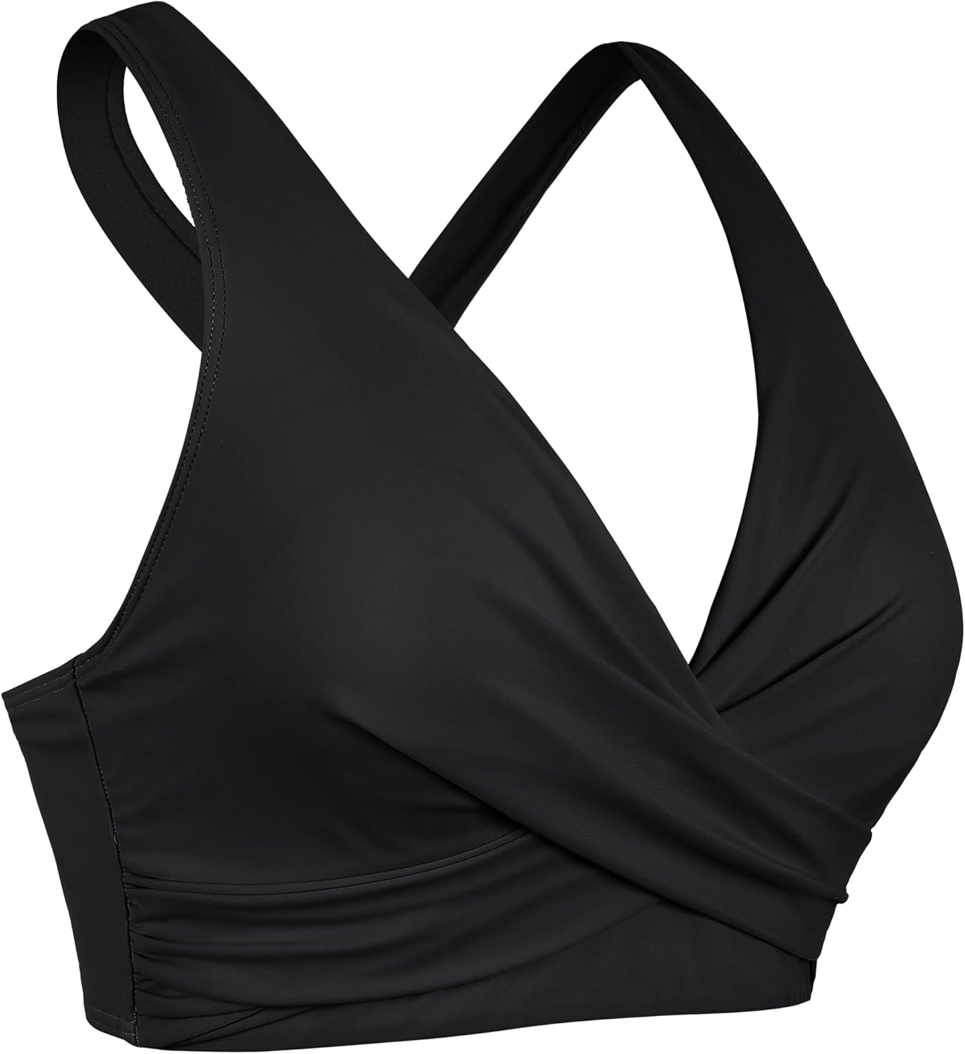 Mycoco Women's Underwire Bikini Top Full Coverage Crop Sport Bikini Top Push Up Criss Cross Swim Top