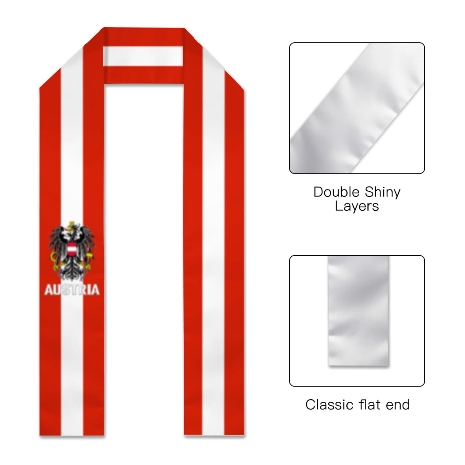 Vintage Austria Austrian Flag Graduation Stole Sash Shawl for Men Women Thickened Scarf Flattenedfor International Students Teachers Study Aboard Graduate Gift 72 inches Unisex