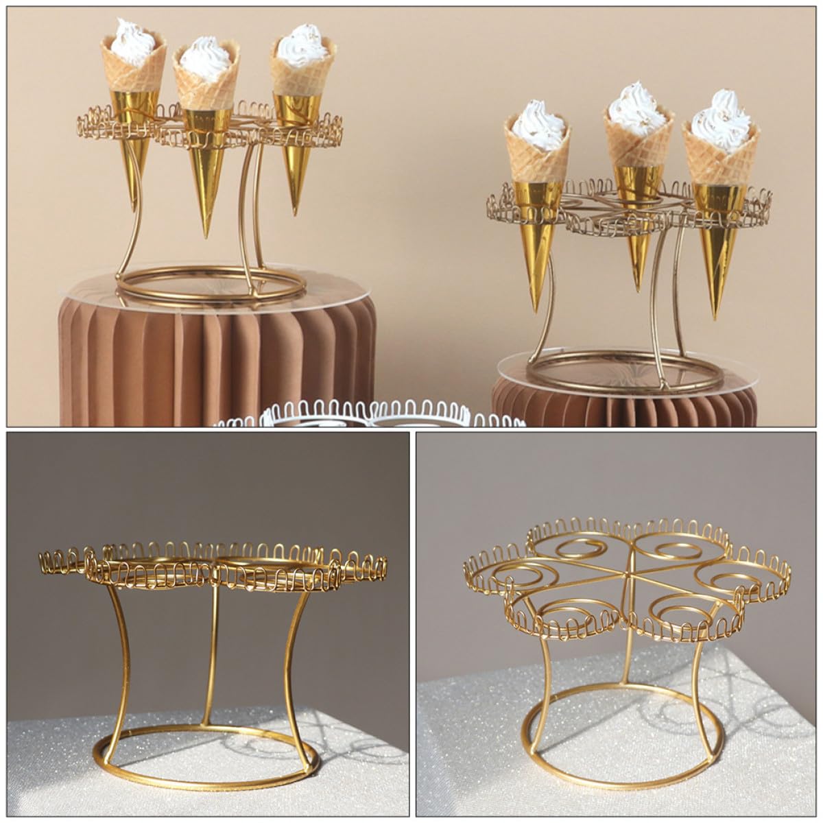ibasenice Estantería para Conos de Helado Estructura Metálica Resistente, Soporte para Helados y Cucuruchos en Heladerías y Fiestas