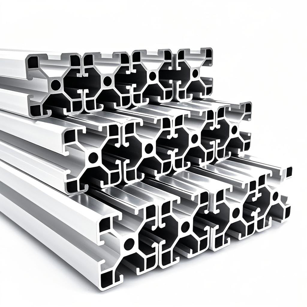 Profilo In Alluminio 40x80E, Tipo I, Scanalatura 8, Ultra Leggero, Anodizzato Argento, Lunghezza 2000 Mm