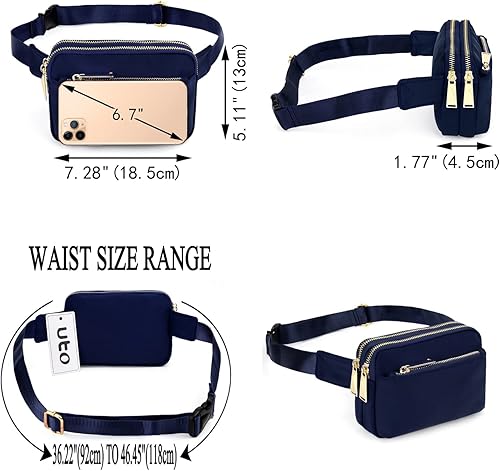 Miniatura 6 de UTO Riñonera cruzada para mujer, a la moda, cinturón, pecho, cintura, cadera, para ir de compras al aire libre, viajes, senderismo