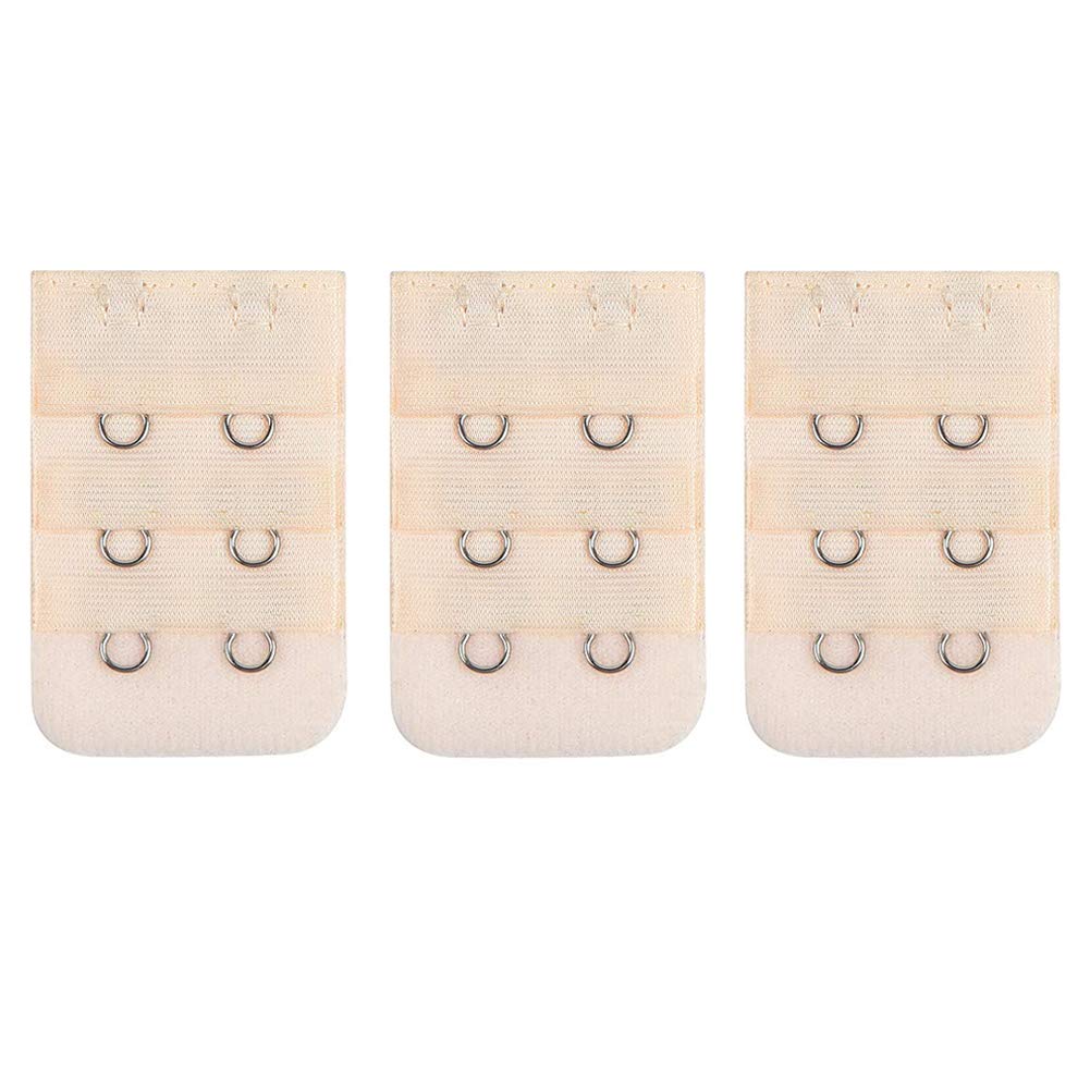 Lansonee Women's Beige 3 Pcs Comfortable Bra Strap Extenders Extensions Elastic Extender Set 2 Hooks (Beige)