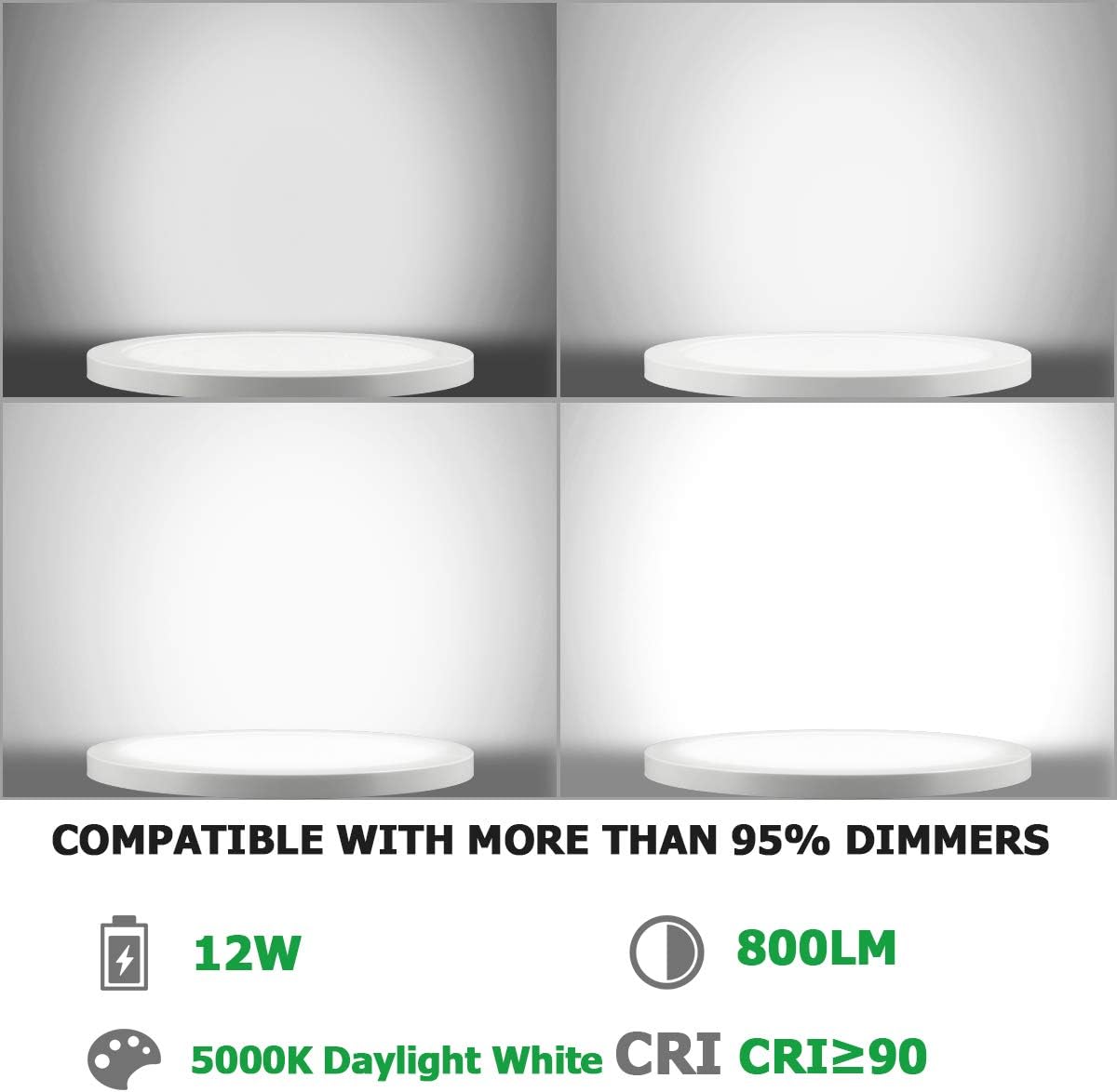 Bеѕt Rеvіеw 12PK 6inch LED Flush Mount Ceiling Light 12W 5000K Dimmable Round Panel Light LED Recessed Light for Closet Room,Stairs,Office,Basement