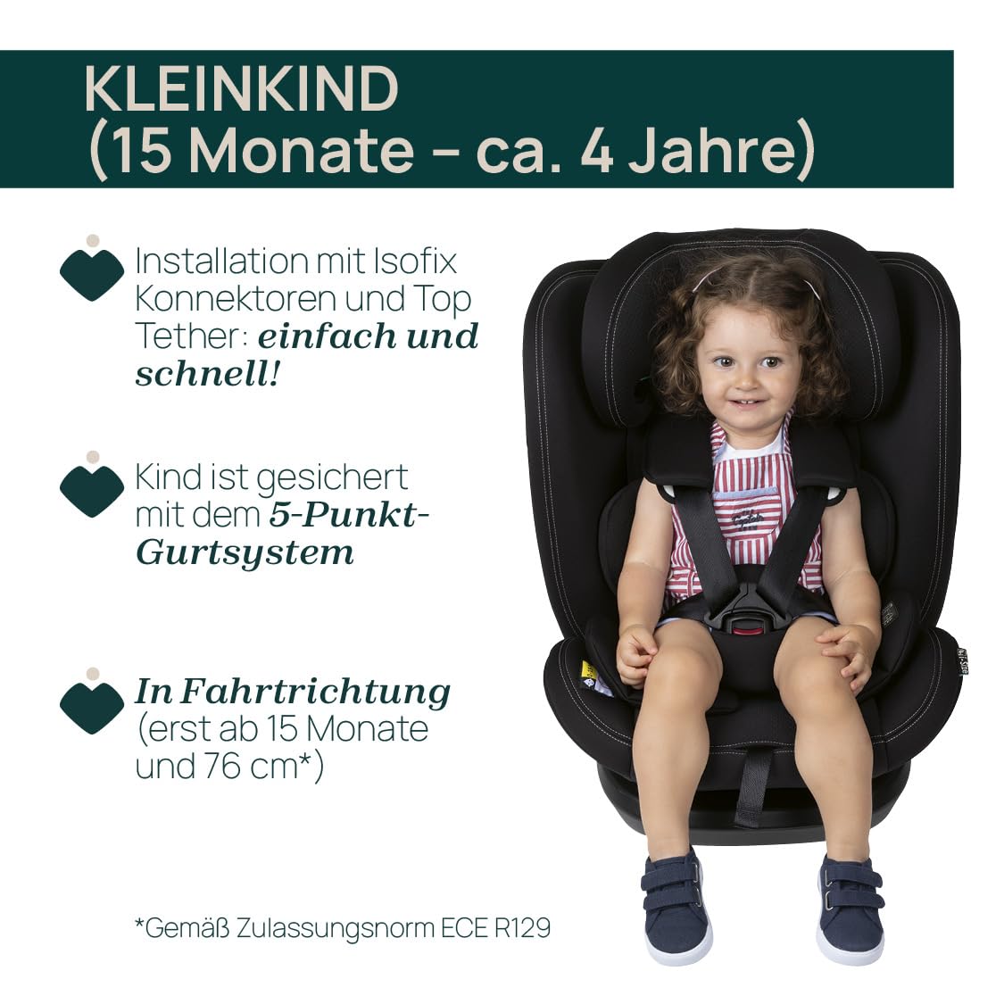 Chicco Mokita I-Size Kindersitz, mit Isofix-System, für Kinder zwischen 76 und 150 cm Körpergröße, Gewicht 10-36 kg, verwendbar ab 15 Monaten, Gruppe 1/2/3, inklusive Einsatz, Blau