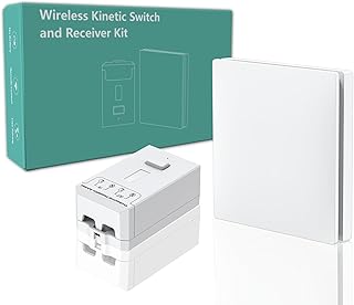 Wireless Light Switch Kit, No Wiring No Battery, Self-powered Remote Control Switch with Easy-to-Install Receiver, Portable Waterproof Wireless Switches for Lights Lamps Fans Appliances House Lighting