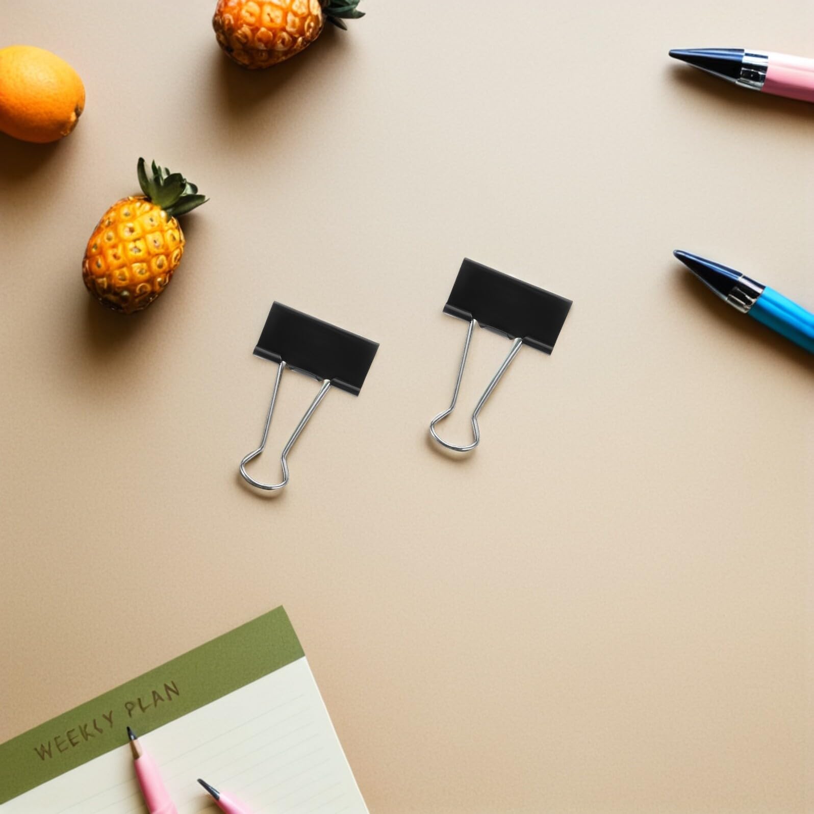 SHINEOFI 60 piezas Clips Metálicos de Oficina Negros Resistentes para Organizar Escolares y Empresariales